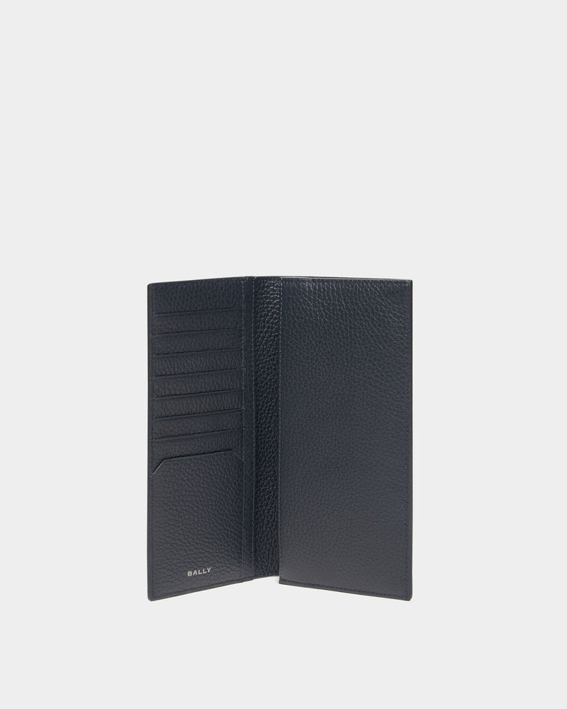 York Continental Wallet In Blue Grained Leather