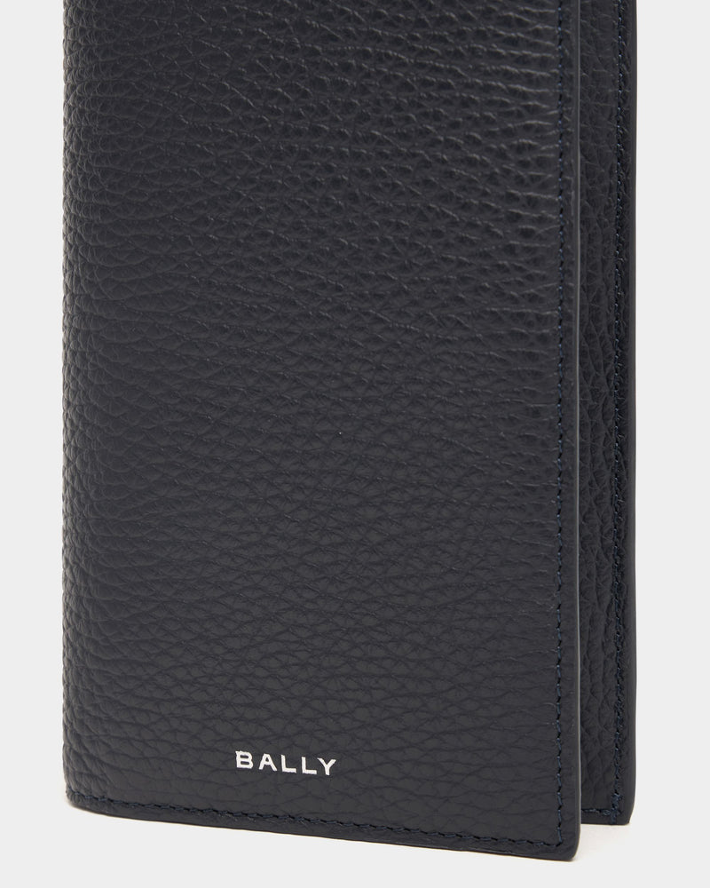 York Continental Wallet In Blue Grained Leather