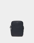 York Crossbody Bag In Navy Blue Grained Leather