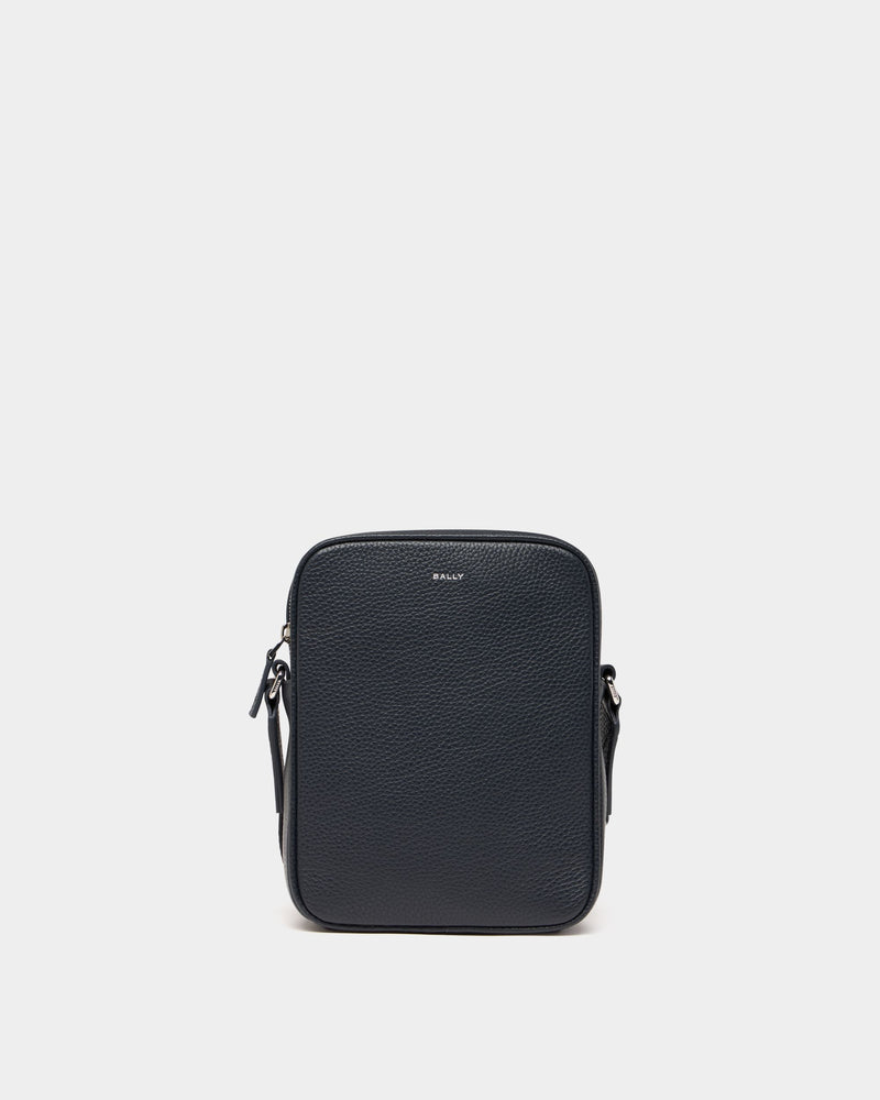 York Crossbody Bag In Navy Blue Grained Leather