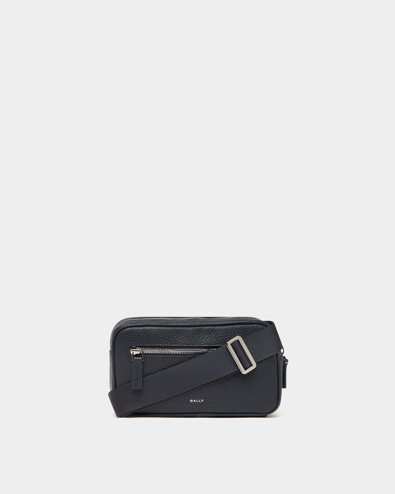 York Crossbody Bag In Navy Blue Grained Leather