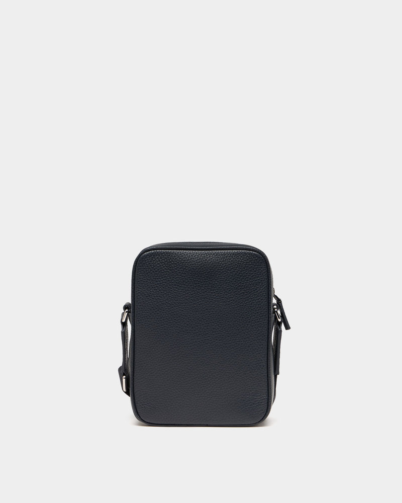 York Crossbody Bag In Navy Blue Grained Leather