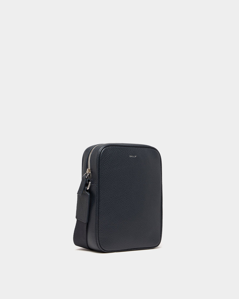 York Crossbody Bag In Navy Blue Grained Leather