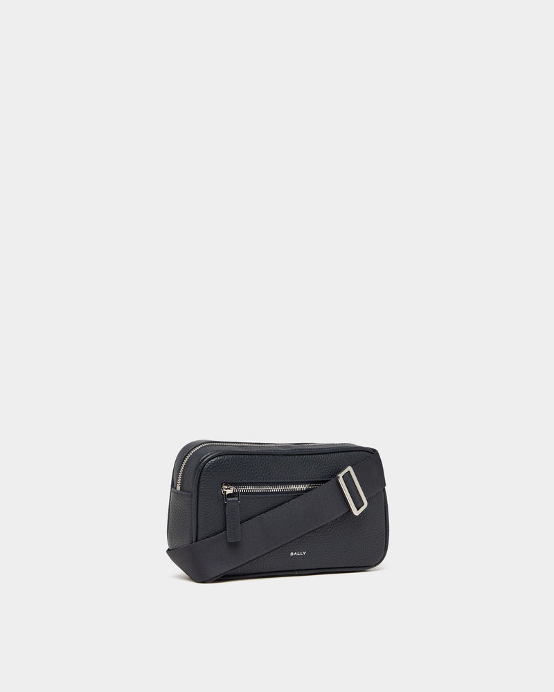 York Crossbody Bag In Navy Blue Grained Leather