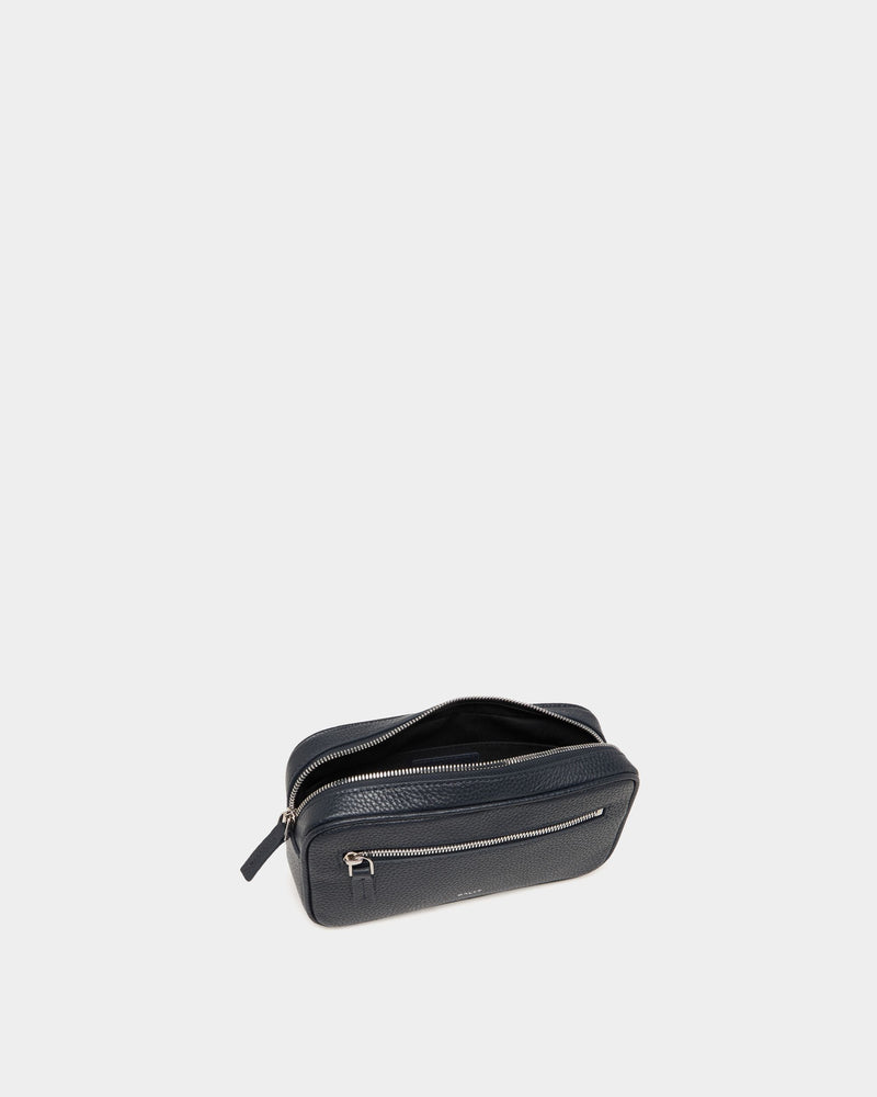 York Crossbody Bag In Navy Blue Grained Leather