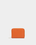 Zip Around Wallet In Orange Grained Leather